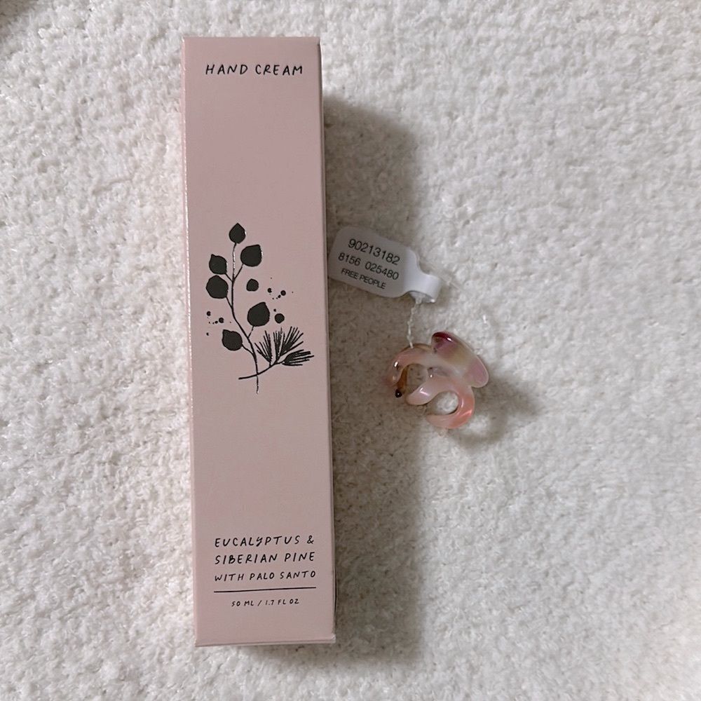 free people Gift Bundle Eucalyptus & Siberian Pine Hand Cream Pink Marble Clip